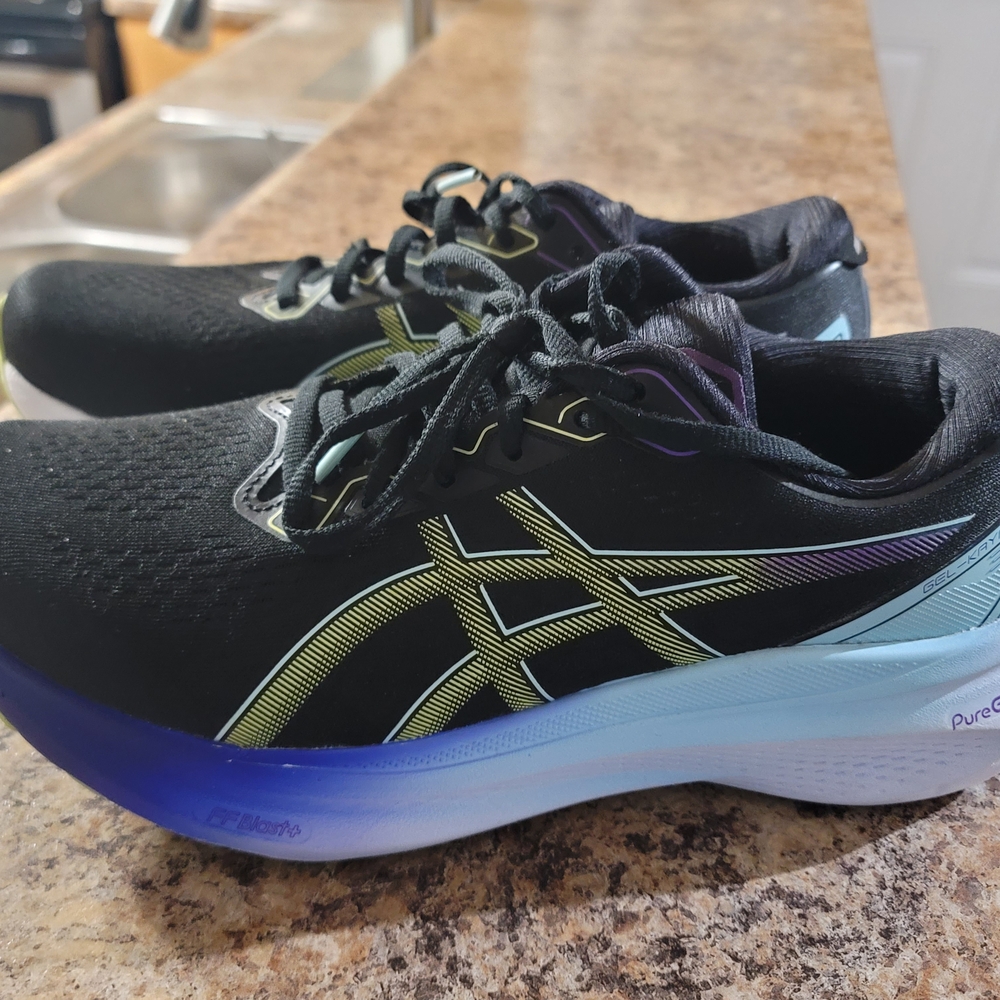 Asics Black Running Shoes with Gradient Blue-Purple Midsole